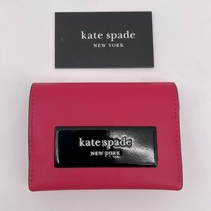 Kate Spade Label Card Case Trifold Wallet Rosehip
